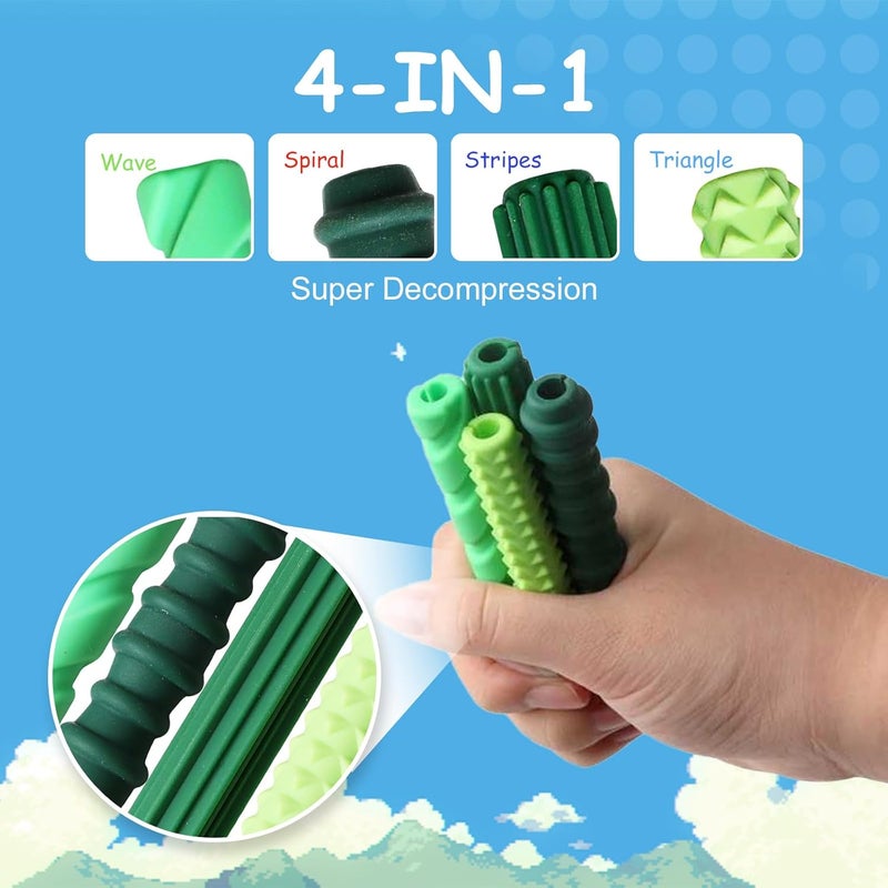 BTFSZ Pencil Grips, 4-Pack Textured Silicone Sleeves for Mechanical Pencils, Sensory Fidget ADHD Tool for Kids and Adults, Quiet Fidget Tools for Classroom Focus, Anxiety Relief (Green) - Image 2